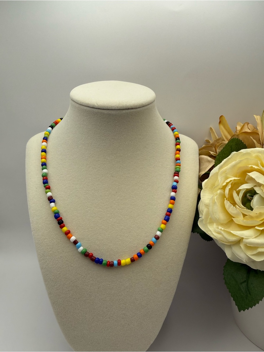 Sprinkles Glass Seed Bead Multi Color 18" Necklace